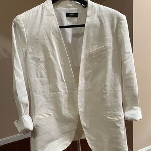 Theory crunch linen blazer jacket white 10 large perfect condition